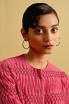 Black Rhodium Finish Swarovski Stone Hoop Earrings