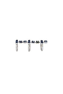 White Finish Baguette Blue Swarovski Ring