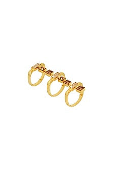 Gold Finish Baguette Swarovski Ring