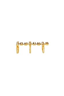 Gold Finish Baguette Swarovski Ring