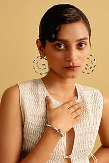 Black Rhodium Finish Baguette Swarovski Crystal Hoop Earrings