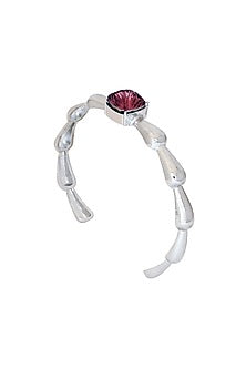 White Finish Pink Cushion Cut Swarovski Stone Bracelet