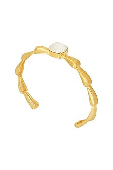 Gold Finish Green Cushion Cut Swarovski Stone Bracelet
