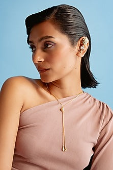 Gold Finish Swarovski Crystal Long Necklace