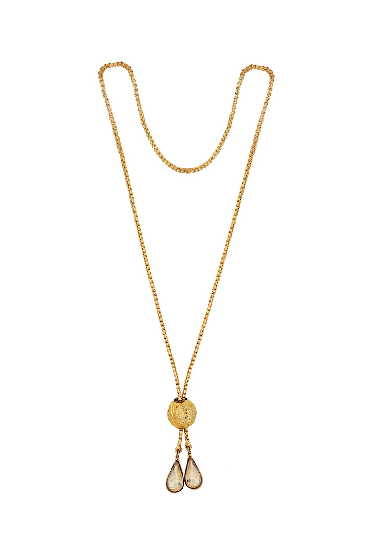 Gold Finish Swarovski Crystal Long Necklace