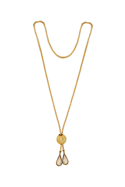 Gold Finish Swarovski Crystal Long Necklace