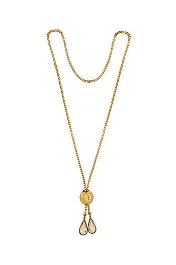 Gold Finish Swarovski Crystal Long Necklace