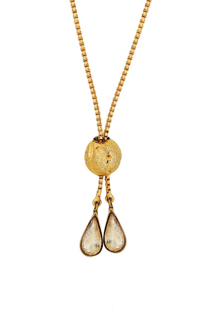 Gold Finish Swarovski Crystal Long Necklace