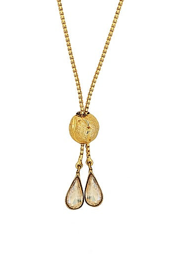 Gold Finish Swarovski Crystal Long Necklace