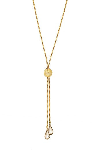 Gold Finish Swarovski Crystal Long Necklace