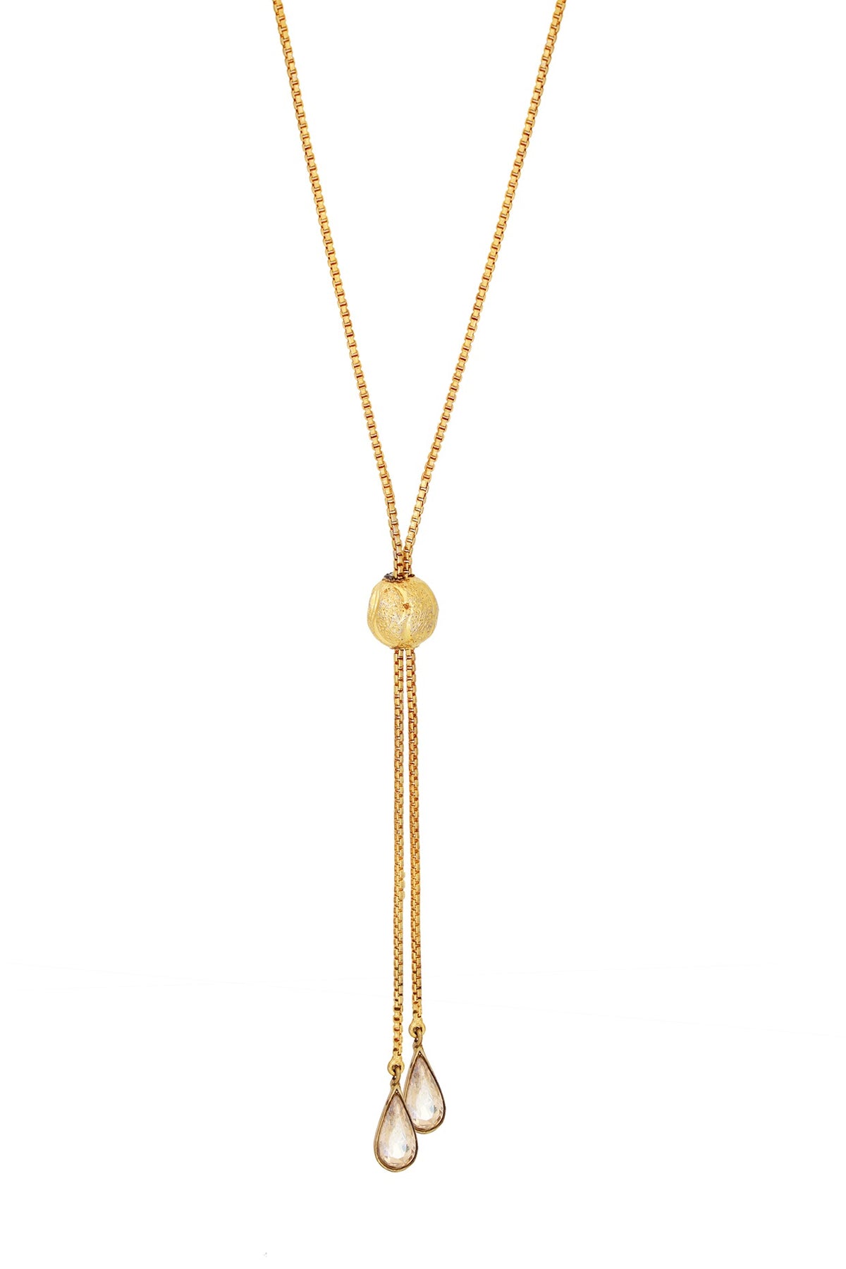 Gold Finish Swarovski Crystal Long Necklace