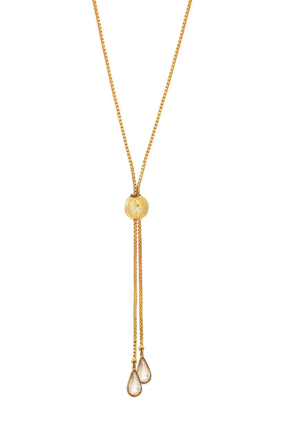 Gold Finish Swarovski Crystal Long Necklace