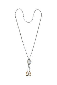White Finish Swarovski Crystal Long Necklace
