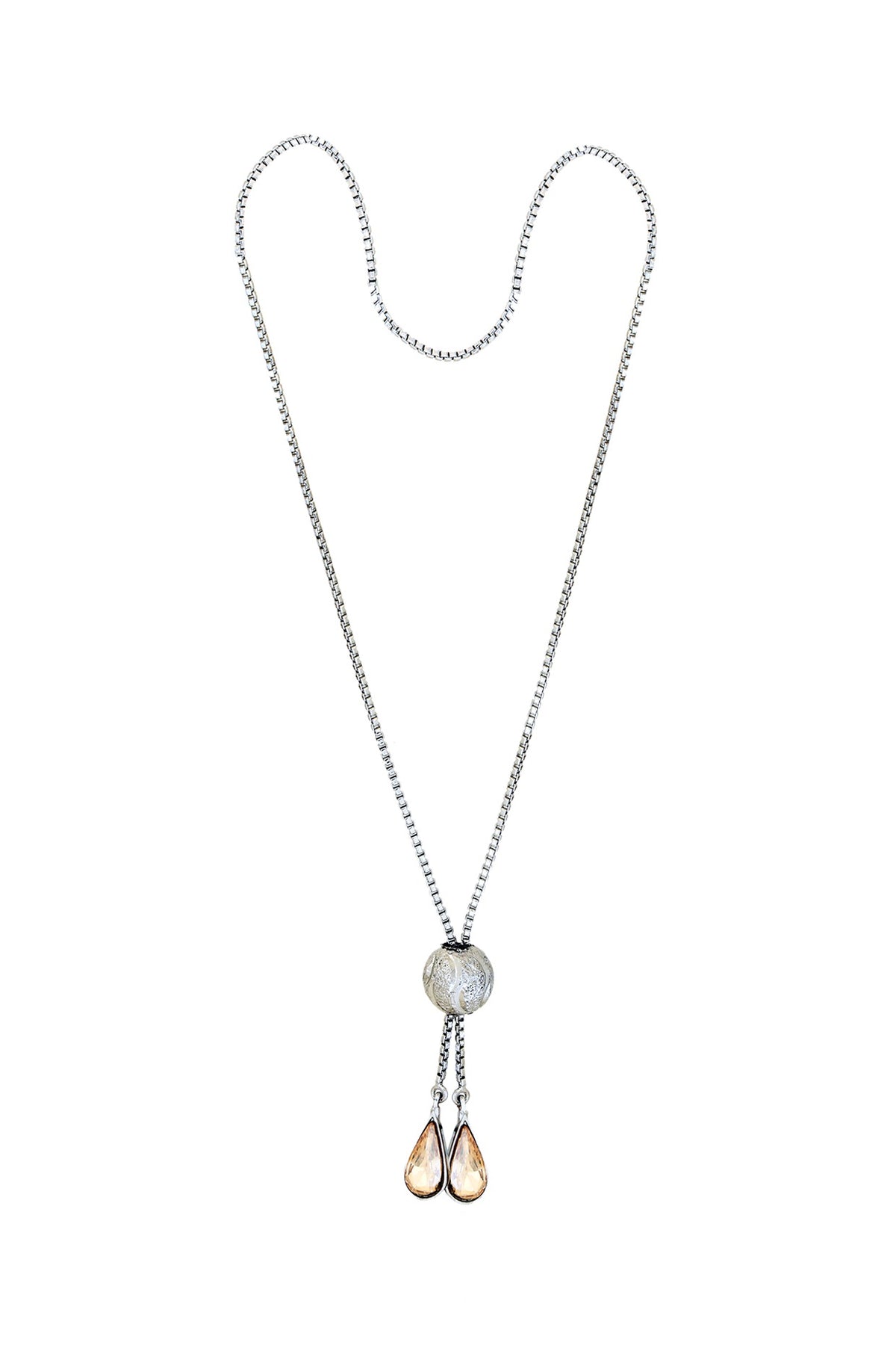 White Finish Swarovski Crystal Long Necklace