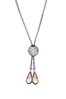 White Finish Swarovski Crystal Long Necklace