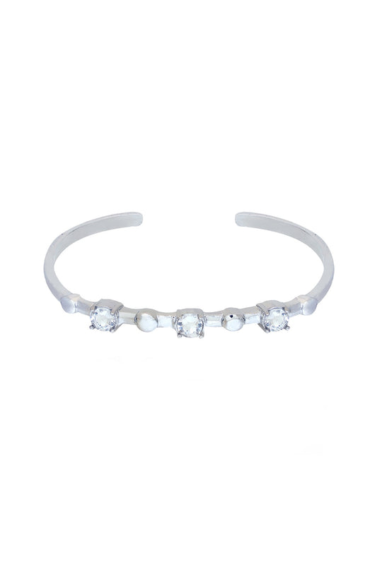 White Finish Grey Swarovski Stone Kada