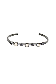 Black Rhodium Finish Gold Swarovski Stone Kada