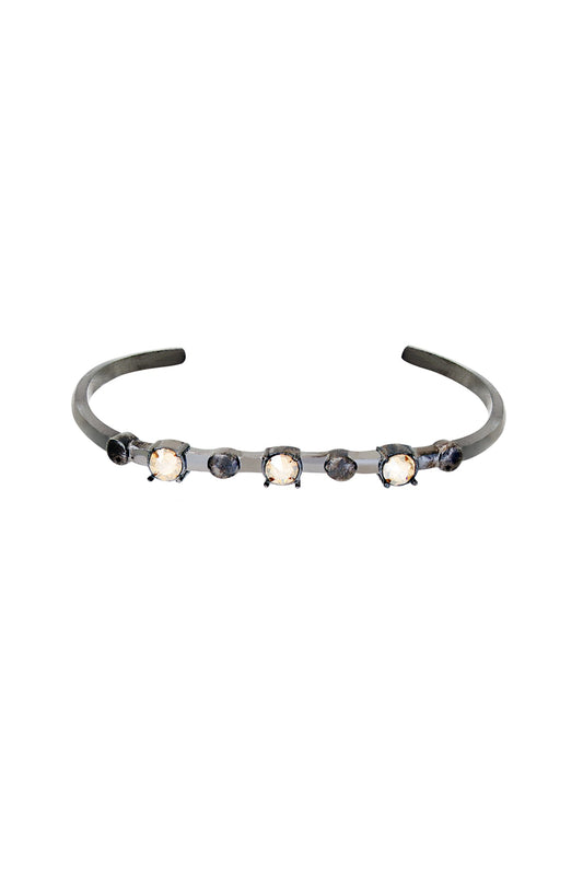 Black Rhodium Finish Gold Swarovski Stone Kada