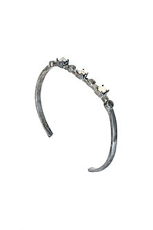 Black Rhodium Finish Gold Swarovski Stone Kada