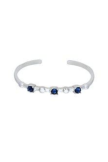 White Finish Blue Swarovski Stone Kada