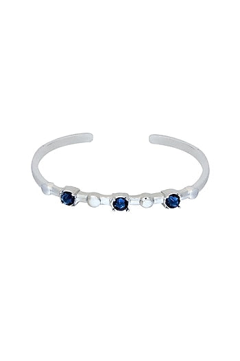 White Finish Blue Swarovski Stone Kada