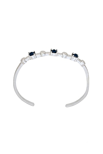 White Finish Blue Swarovski Stone Kada
