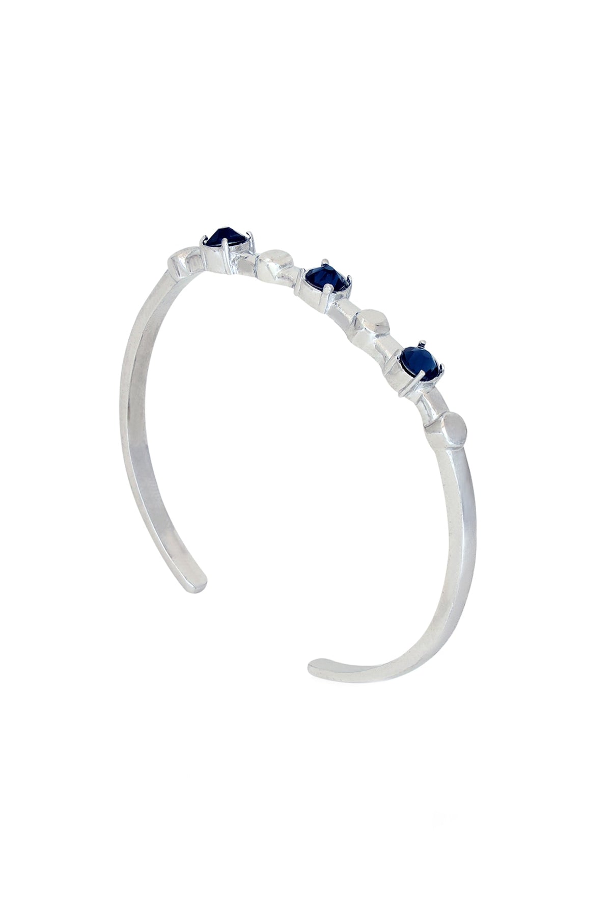 White Finish Blue Swarovski Stone Kada