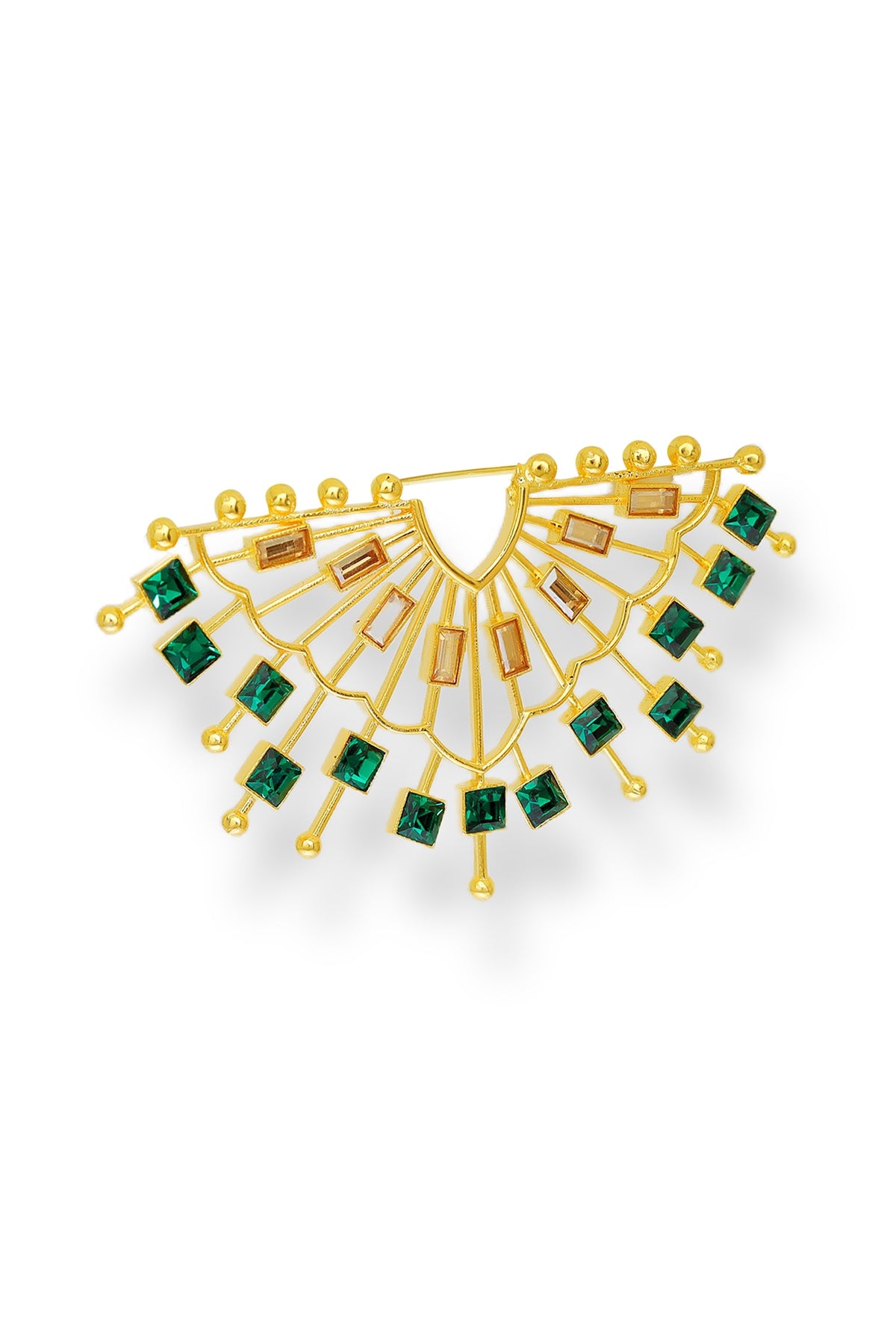 White Rhodium Finish Emerald Swarovski Crystal Stud Earrings
