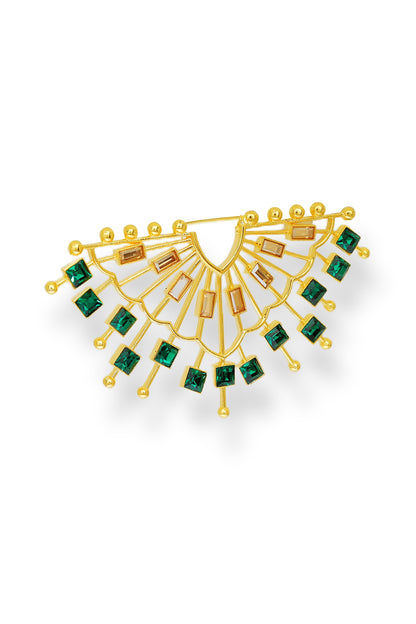 White Rhodium Finish Emerald Swarovski Crystal Stud Earrings