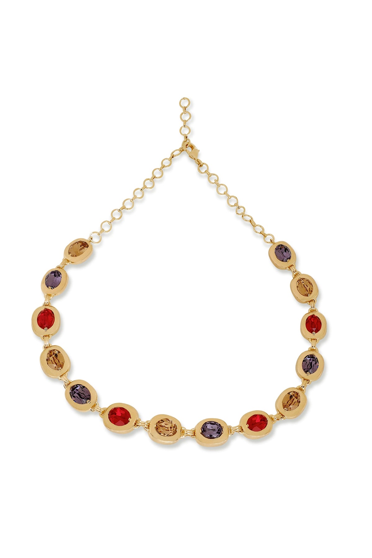 White Rhodium Finish Multi-Colored Swarovski Choker Necklace