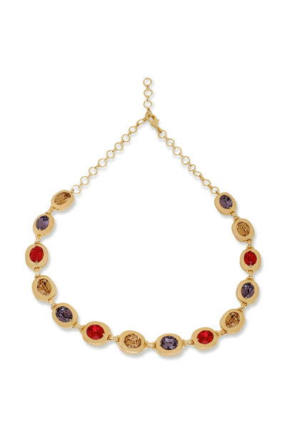 White Rhodium Finish Multi-Colored Swarovski Choker Necklace