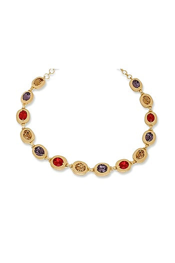 White Rhodium Finish Multi-Colored Swarovski Choker Necklace