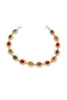 White Rhodium Finish Multi-Colored Swarovski Choker Necklace
