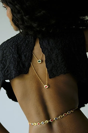 White Rhodium Finish Multi-Colored Swarovski Choker Necklace