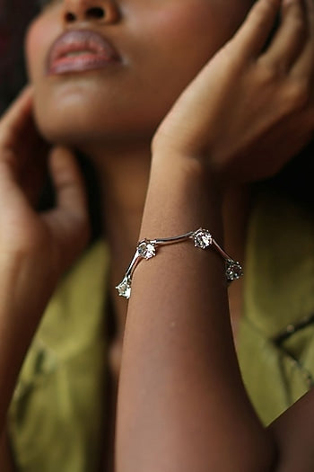 White Rhodium Finish Silver Swarovski Bracelet