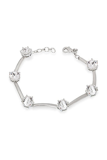 White Rhodium Finish Silver Swarovski Bracelet