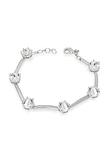 White Rhodium Finish Silver Swarovski Bracelet