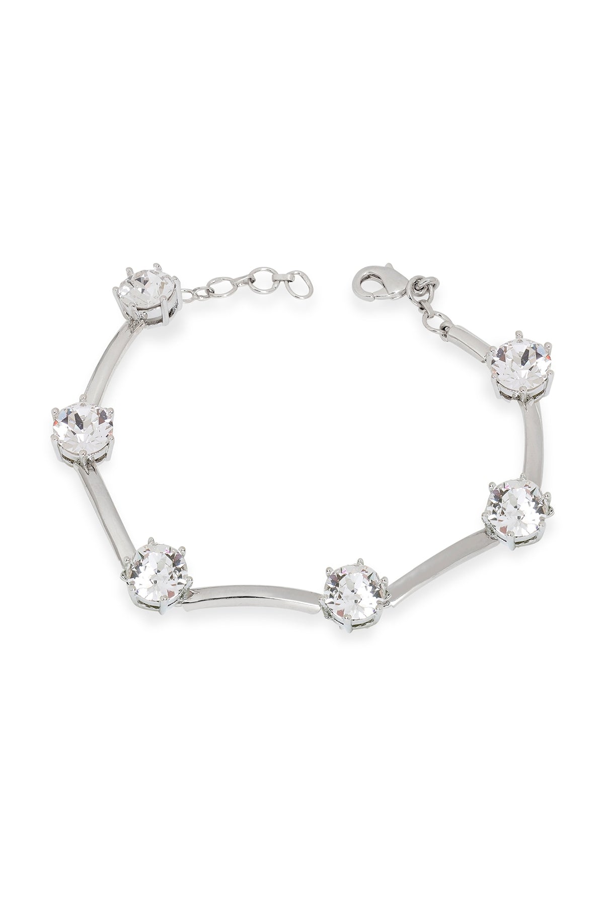 White Rhodium Finish Silver Swarovski Bracelet