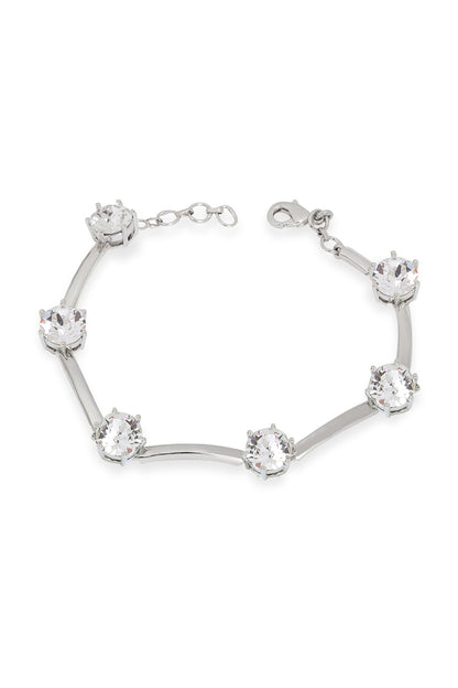 White Rhodium Finish Silver Swarovski Bracelet