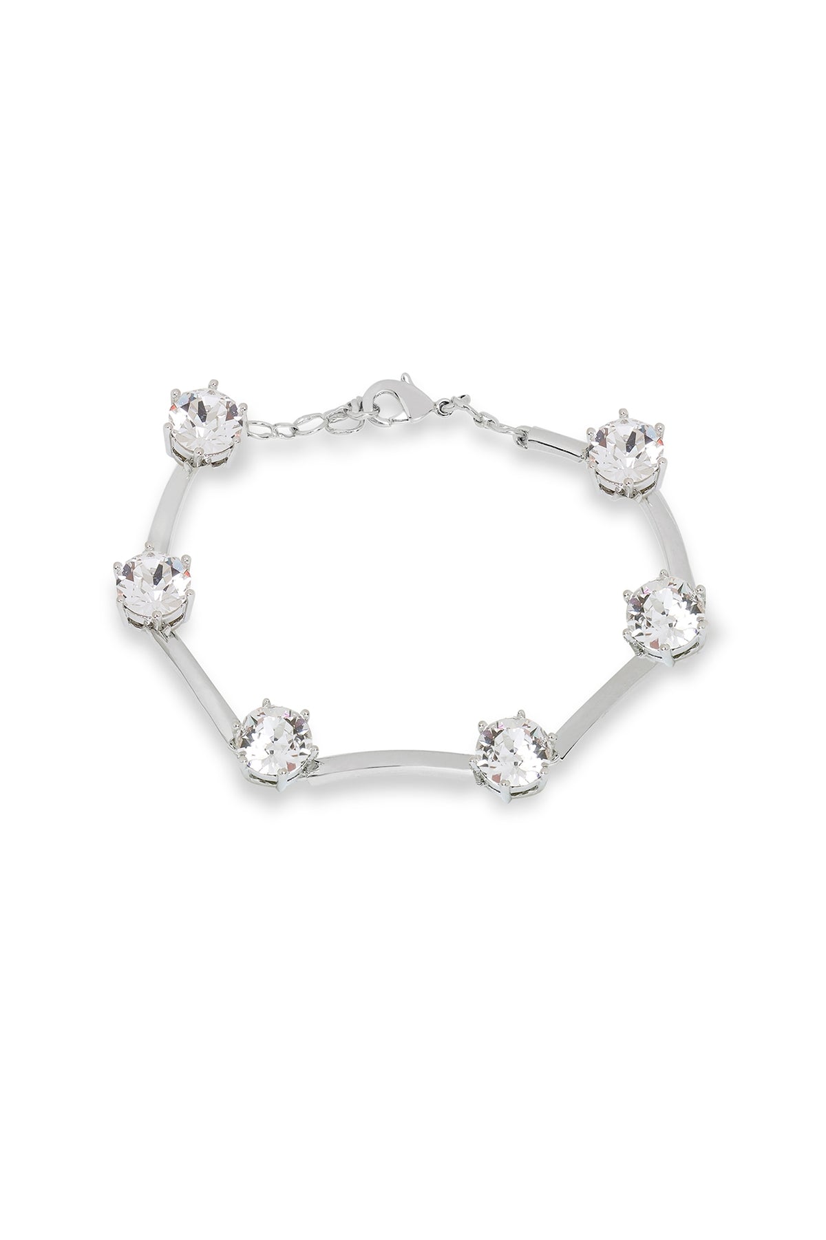 White Rhodium Finish Silver Swarovski Bracelet