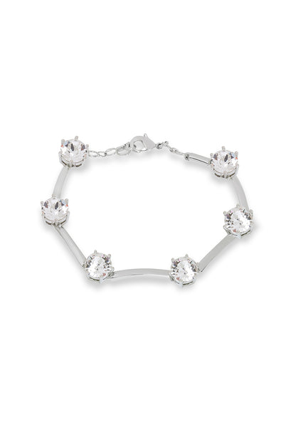 White Rhodium Finish Silver Swarovski Bracelet