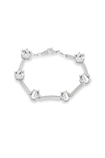 White Rhodium Finish Silver Swarovski Bracelet