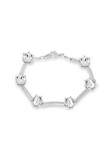 White Rhodium Finish Silver Swarovski Bracelet
