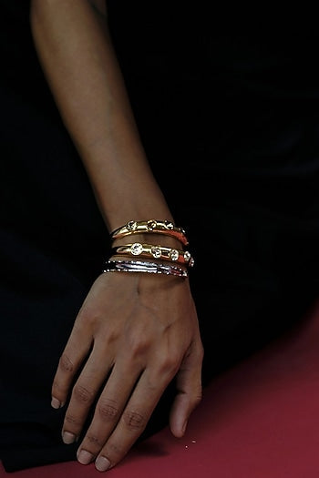 White Rhodium Finish Gold Swarovski Crystal Bracelet