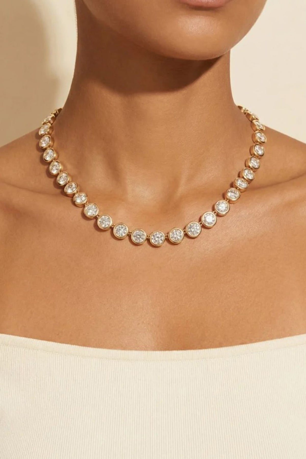 Gold Plated White Swarovski Crystal Necklace