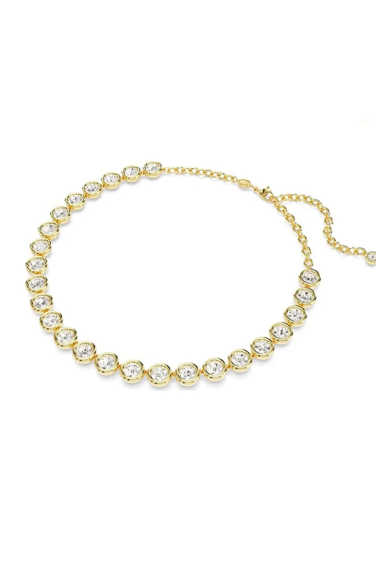 Gold Plated White Swarovski Crystal Necklace