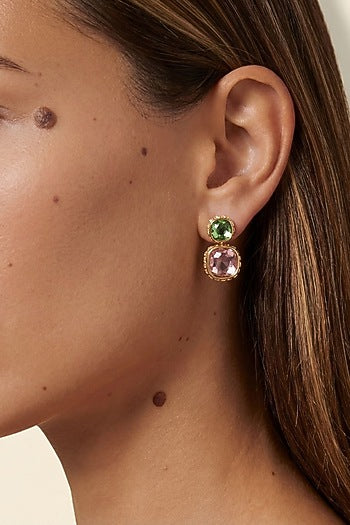 Gold Plated Multi-Colored Swarovski Dangler Earrings