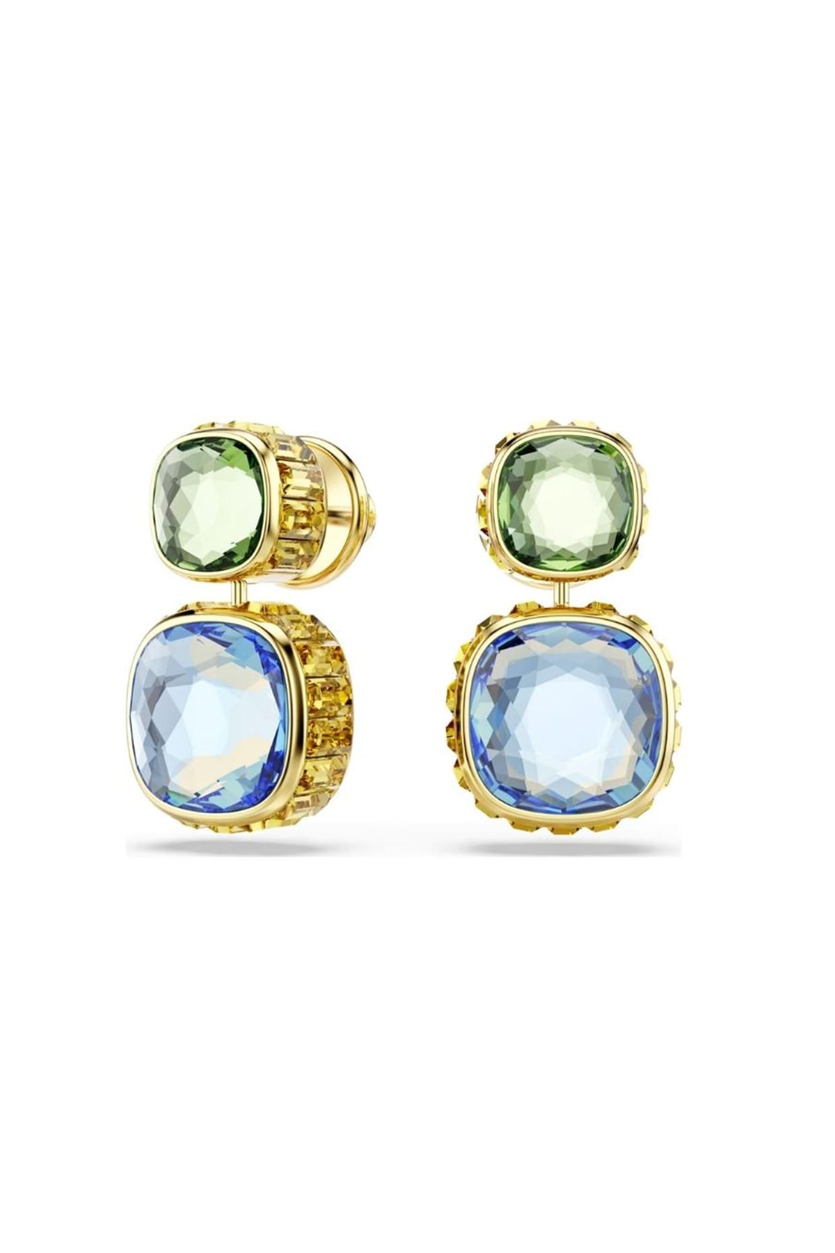 Gold Plated Multi-Colored Swarovski Dangler Earrings
