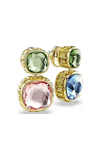 Gold Plated Multi-Colored Swarovski Dangler Earrings