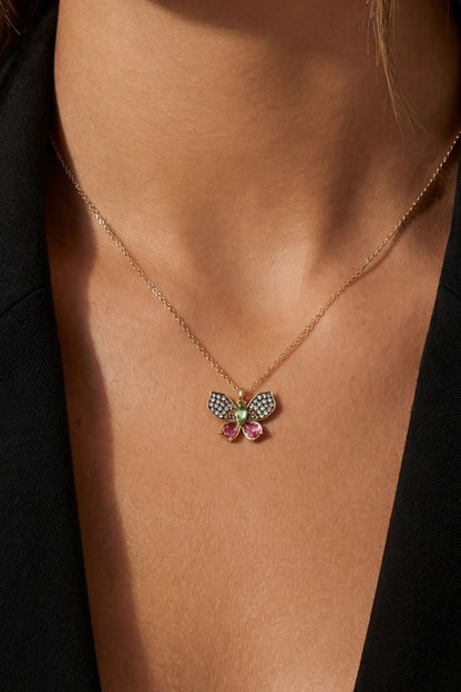 Gold Plated Multi-Colored Swarovski Pendant Necklace